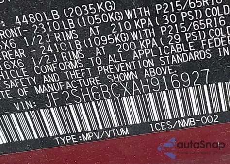 2010 Subaru Forester 2.5X from USA, damaged, VIN JF2SH6BCXAH916927